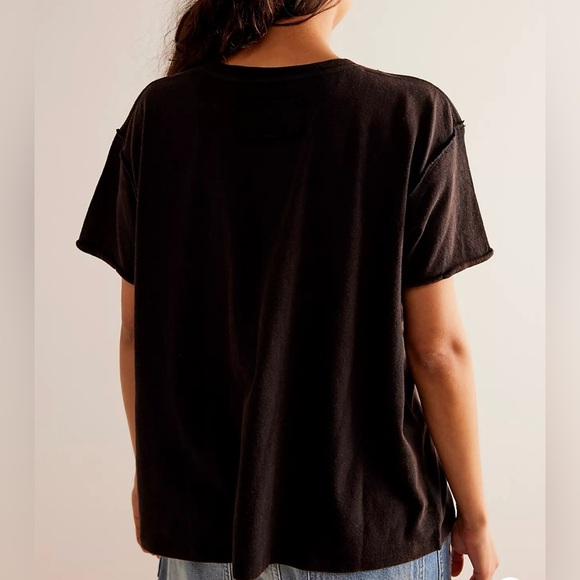 Free People We the Free Sample Item ~ XS Boxy Scoop Neck Relax Fit Ribbed Tee - Picture 5 of 5
